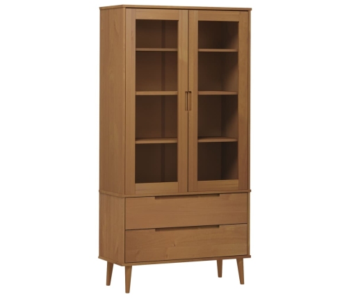 Mueble vitrina MOLDE madera maciza de pino marrón 90x35x175 cm