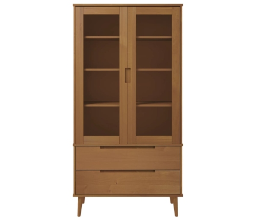 Mueble vitrina MOLDE madera maciza de pino marrón 90x35x175 cm