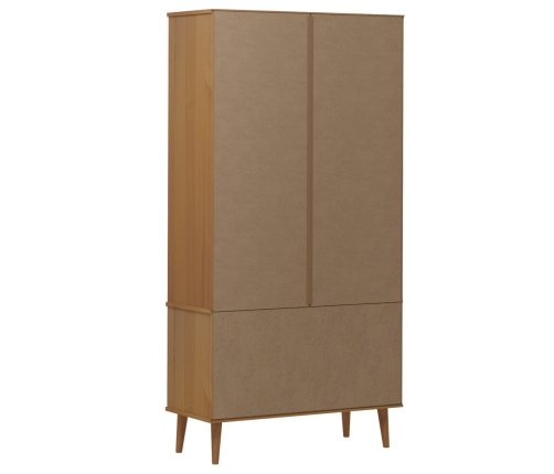 Mueble vitrina MOLDE madera maciza de pino marrón 90x35x175 cm