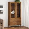 Mueble vitrina MOLDE madera maciza de pino marrón 90x35x175 cm