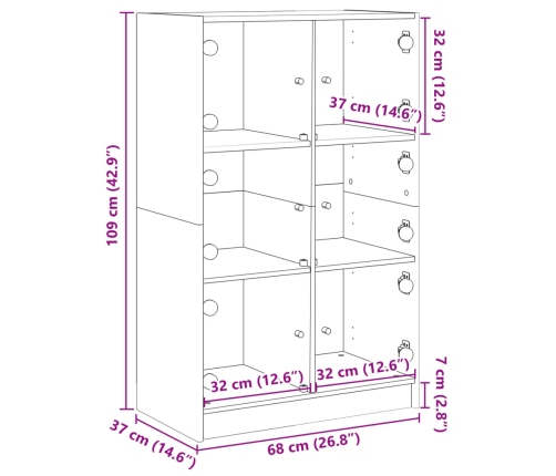 Aparador alto con puertas madera ingeniería negro 68x37x109 cm