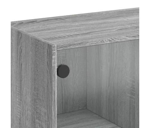 Aparador alto con puertas madera gris Sonoma 68x37x109 cm