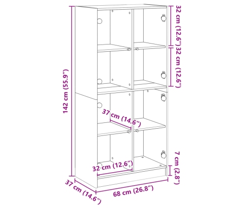 Aparador alto con puertas madera ingeniería blanco 68x37x142 cm