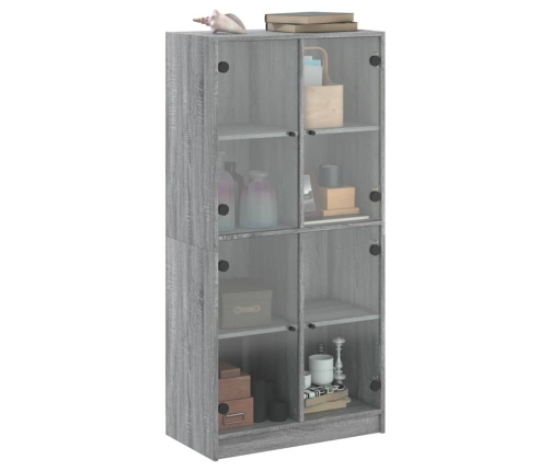 Aparador alto con puertas madera gris Sonoma 68x37x142 cm