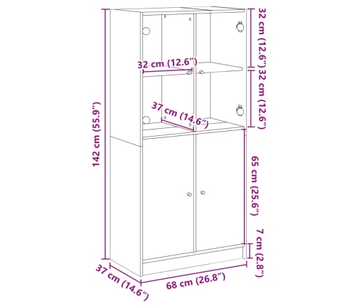 Aparador alto con puertas madera ingeniería blanco 68x37x142 cm