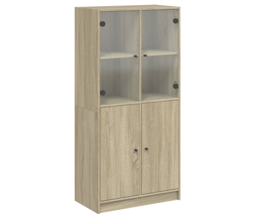 Aparador alto con puertas madera roble Sonoma 68x37x142 cm