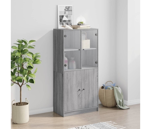 Aparador alto con puertas madera gris Sonoma 68x37x142 cm