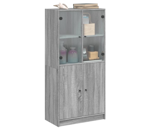 Aparador alto con puertas madera gris Sonoma 68x37x142 cm