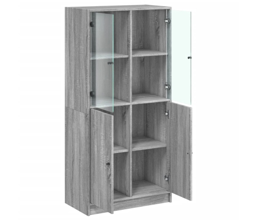 Aparador alto con puertas madera gris Sonoma 68x37x142 cm