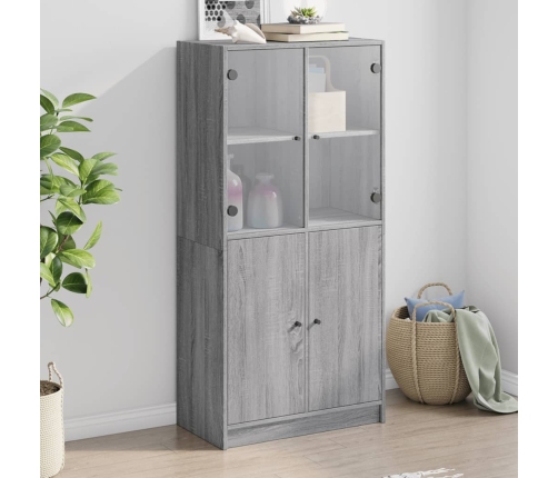 Aparador alto con puertas madera gris Sonoma 68x37x142 cm