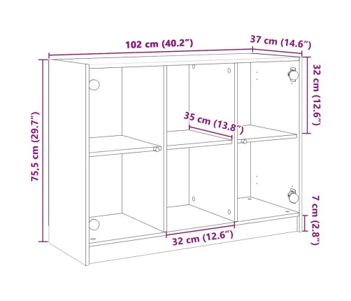 Aparador madera de ingeniería roble ahumado 102x37x75,5 cm