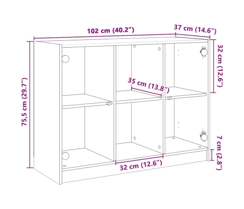 Aparador madera de ingeniería gris Sonoma 102x37x75,5 cm