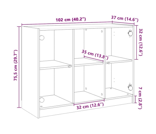 Aparador madera de ingeniería marrón roble 102x37x75,5 cm