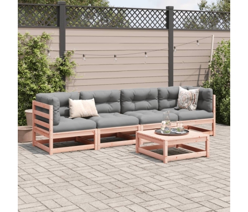 Set de sofás jardín 5 pzas con cojines madera abeto Douglas