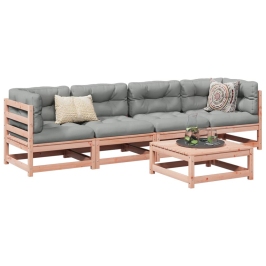 Set de sofás jardín 5 pzas con cojines madera abeto Douglas