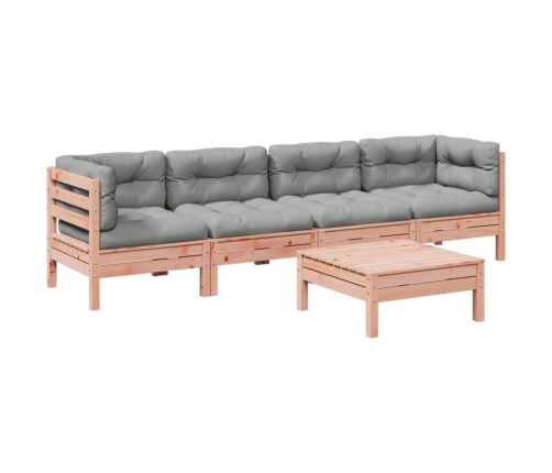 Set de sofás jardín 5 pzas con cojines madera abeto Douglas