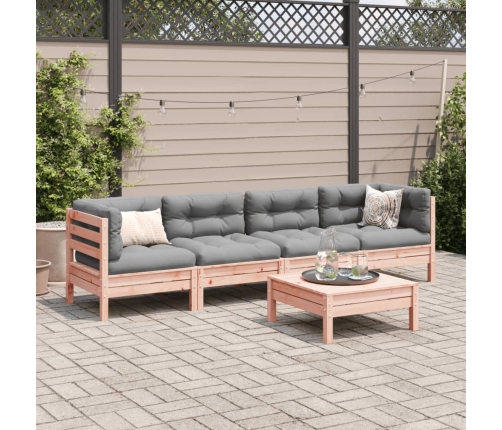 Set de sofás jardín 5 pzas con cojines madera abeto Douglas