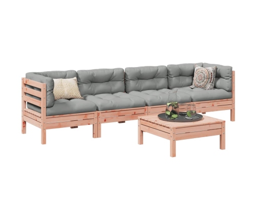 Set de sofás jardín 5 pzas con cojines madera abeto Douglas