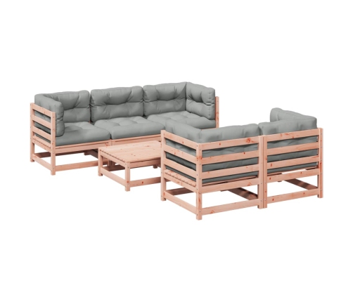 Set de sofás jardín 6 pzas con cojines madera abeto Douglas