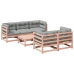 Set de sofás jardín 6 pzas con cojines madera abeto Douglas