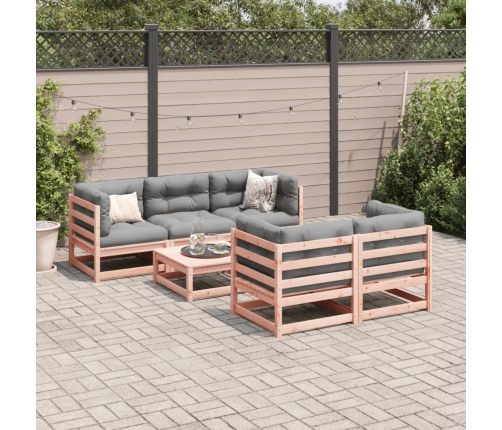 Set de sofás jardín 6 pzas con cojines madera abeto Douglas