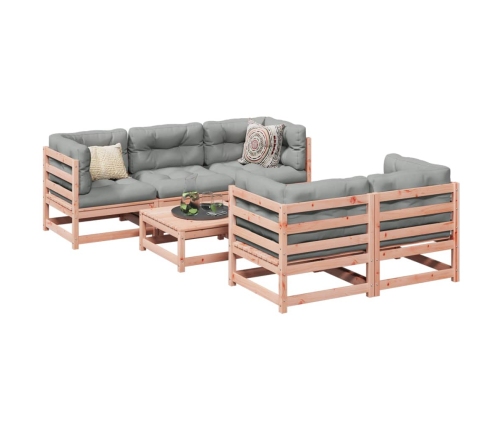 Set de sofás jardín 6 pzas con cojines madera abeto Douglas