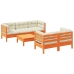 Set de sofás jardín 6 pzas con cojines madera pino marrón cera