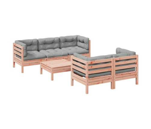 Set de sofás jardín 6 pzas con cojines madera abeto Douglas