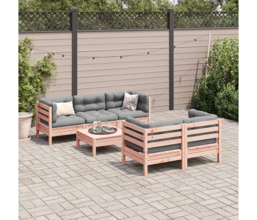 Set de sofás jardín 6 pzas con cojines madera abeto Douglas