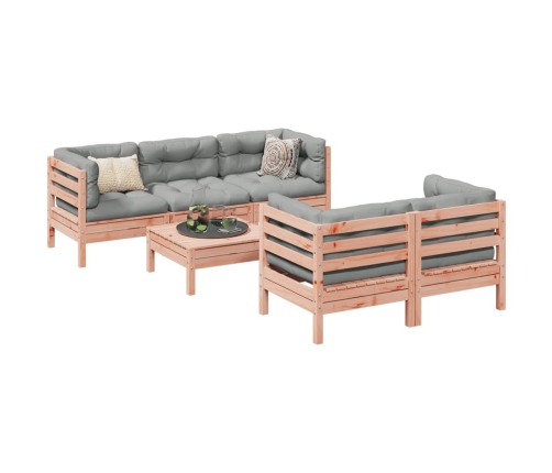 Set de sofás jardín 6 pzas con cojines madera abeto Douglas