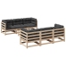 Set de sofás jardín 7 pzas con cojines madera maciza pino