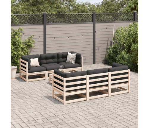 Set de sofás jardín 7 pzas con cojines madera maciza pino