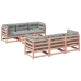 Set de sofás jardín 7 pzas con cojines madera abeto Douglas