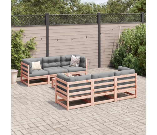 Set de sofás jardín 7 pzas con cojines madera abeto Douglas