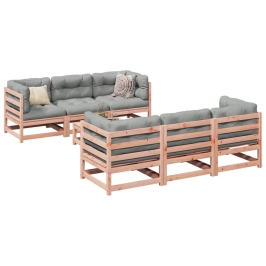 Set de sofás jardín 7 pzas con cojines madera abeto Douglas