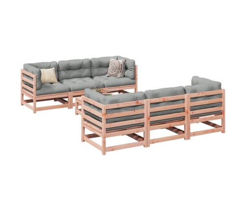 Set de sofás jardín 7 pzas con cojines madera abeto Douglas