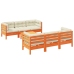 Set de sofás jardín 7 pzas con cojines madera pino marrón cera