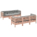 Set de sofás jardín 7 pzas con cojines madera abeto Douglas