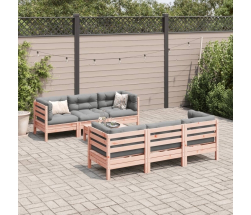Set de sofás jardín 7 pzas con cojines madera abeto Douglas