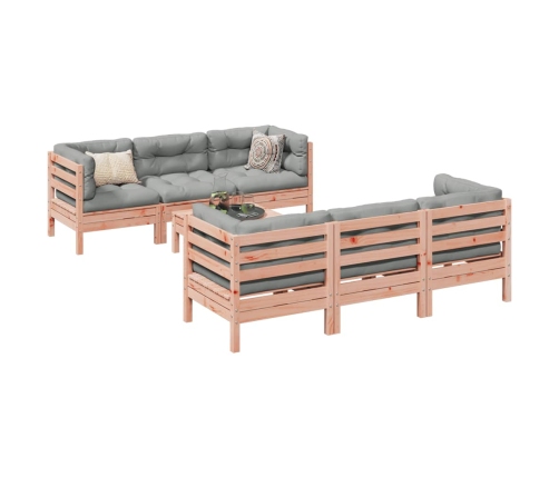 Set de sofás jardín 7 pzas con cojines madera abeto Douglas