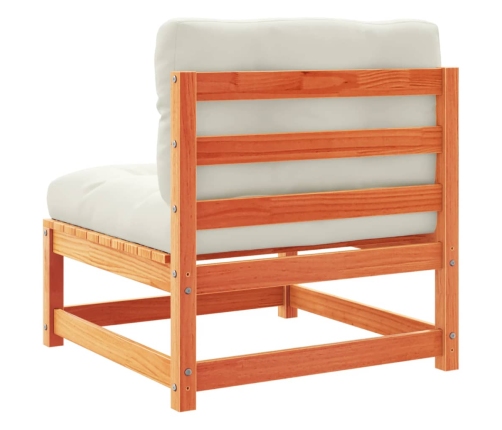 Set de sofás jardín 7 pzas con cojines madera pino marrón cera