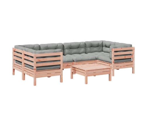 Set de sofás jardín 7 pzas con cojines madera abeto Douglas