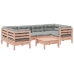 Set de sofás jardín 7 pzas con cojines madera abeto Douglas