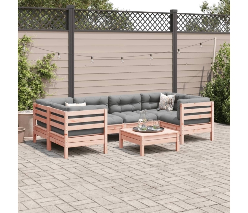 Set de sofás jardín 7 pzas con cojines madera abeto Douglas