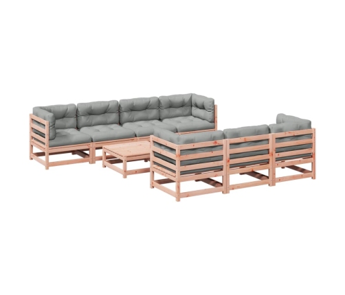 Set de sofás jardín 8 pzas con cojines madera de abeto Douglas