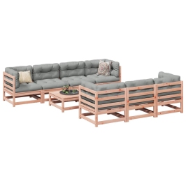 Set de sofás jardín 8 pzas con cojines madera de abeto Douglas