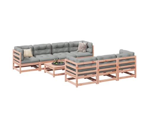 Set de sofás jardín 8 pzas con cojines madera de abeto Douglas