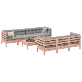 Set de sofás jardín 8 pzas con cojines madera de abeto Douglas