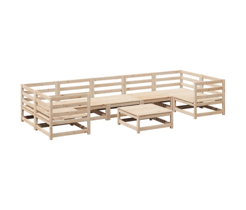 Juego de sofás de jardín 8 pzas madera maciza de pino