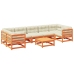 Set de sofás jardín 8 pzas con cojines madera pino marrón cera